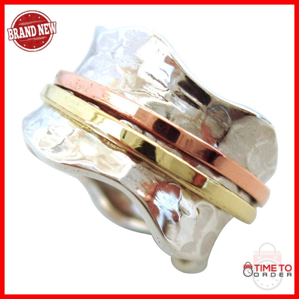 Sterling Silver Fidget Spinner Ring Size 5-12 Anxiety Relief Meditation